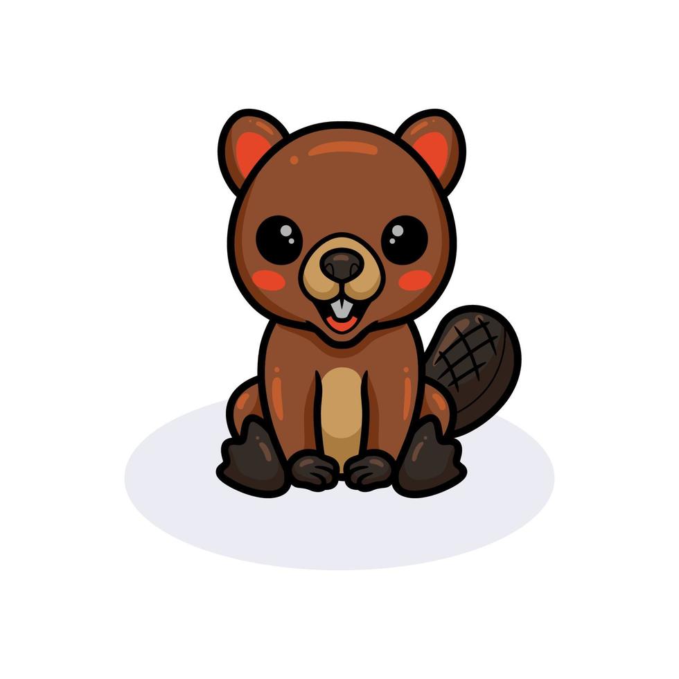 Cute little beaver cartoon sitting vector