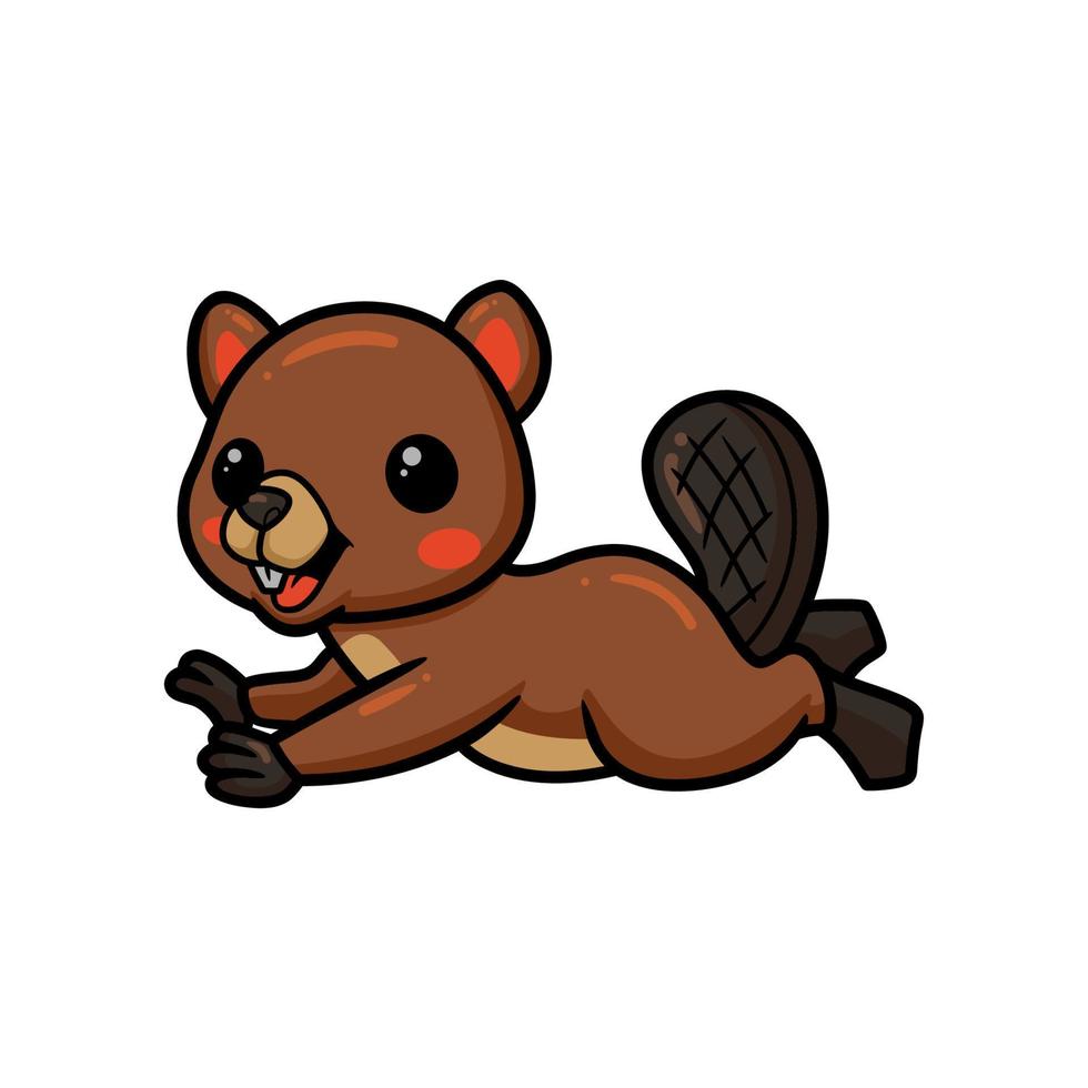 Cute little beaver cartoon jumping vector