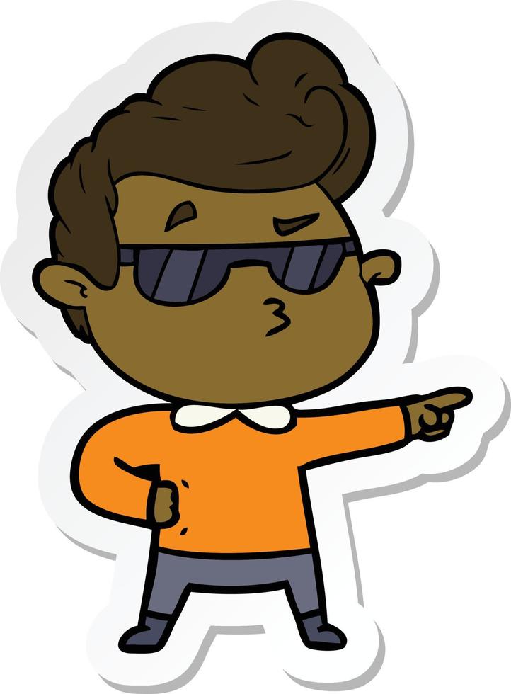 sticker of a cartoon cool guy vector