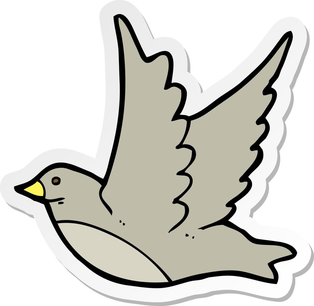 sticker of a cartoon flying bird vector