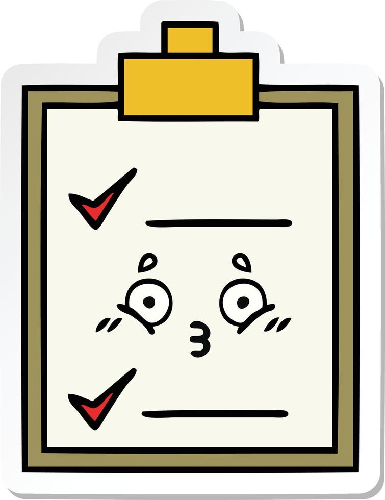 sticker of a cute cartoon check list vector