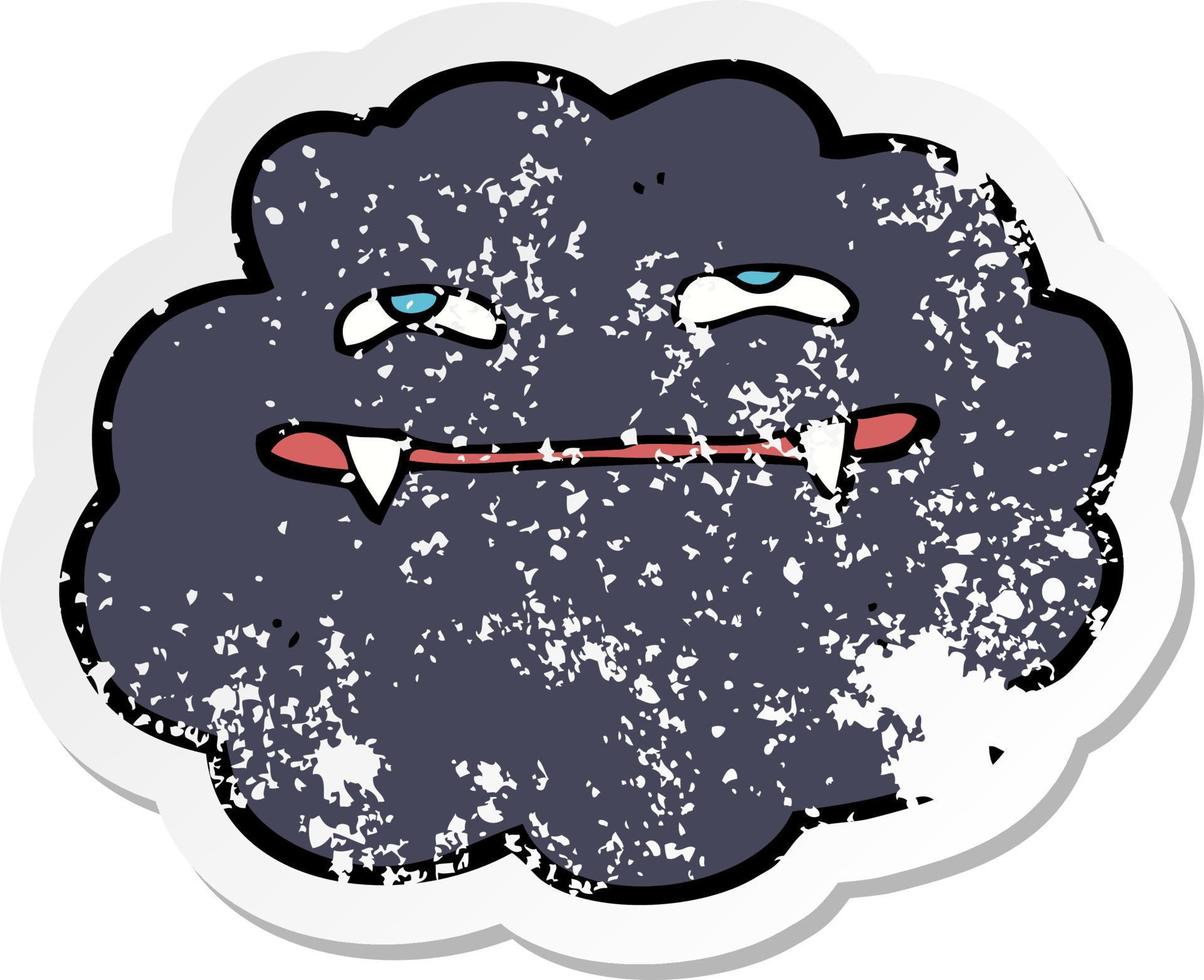 retro distressed sticker of a cartoon vampire cloud vector