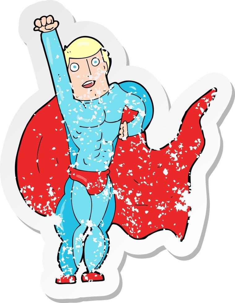 retro distressed sticker of a cartoon superhero vector