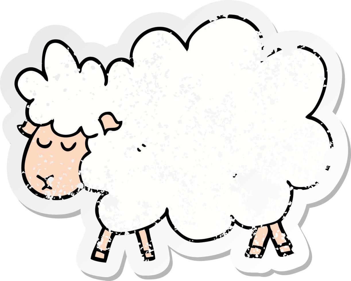 distressed sticker of a cartoon sheep vector