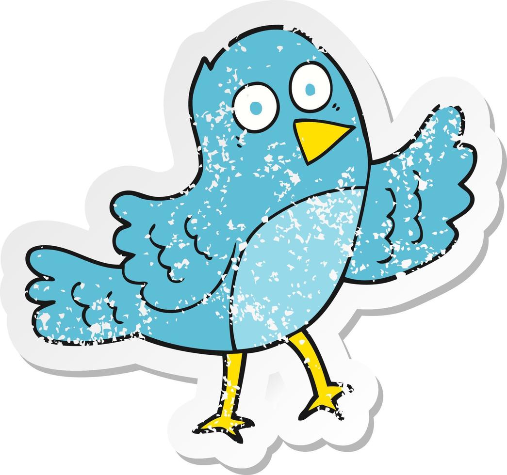 retro distressed sticker of a cartoon bird vector