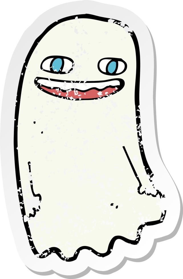 retro distressed sticker of a funny cartoon ghost vector