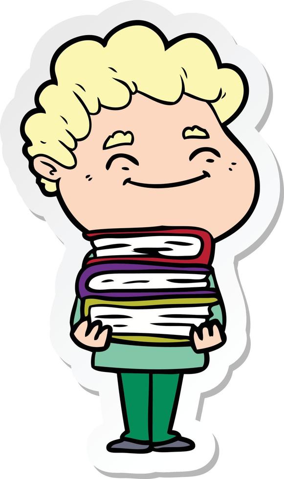 sticker of a cartoon friendly man vector