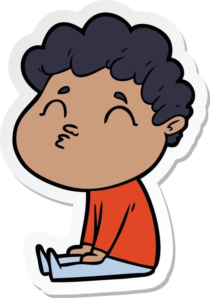 sticker of a cartoon man pouting vector