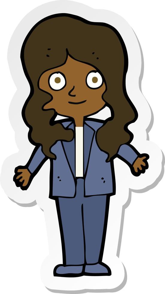 sticker of a cartoon friendly business woman vector