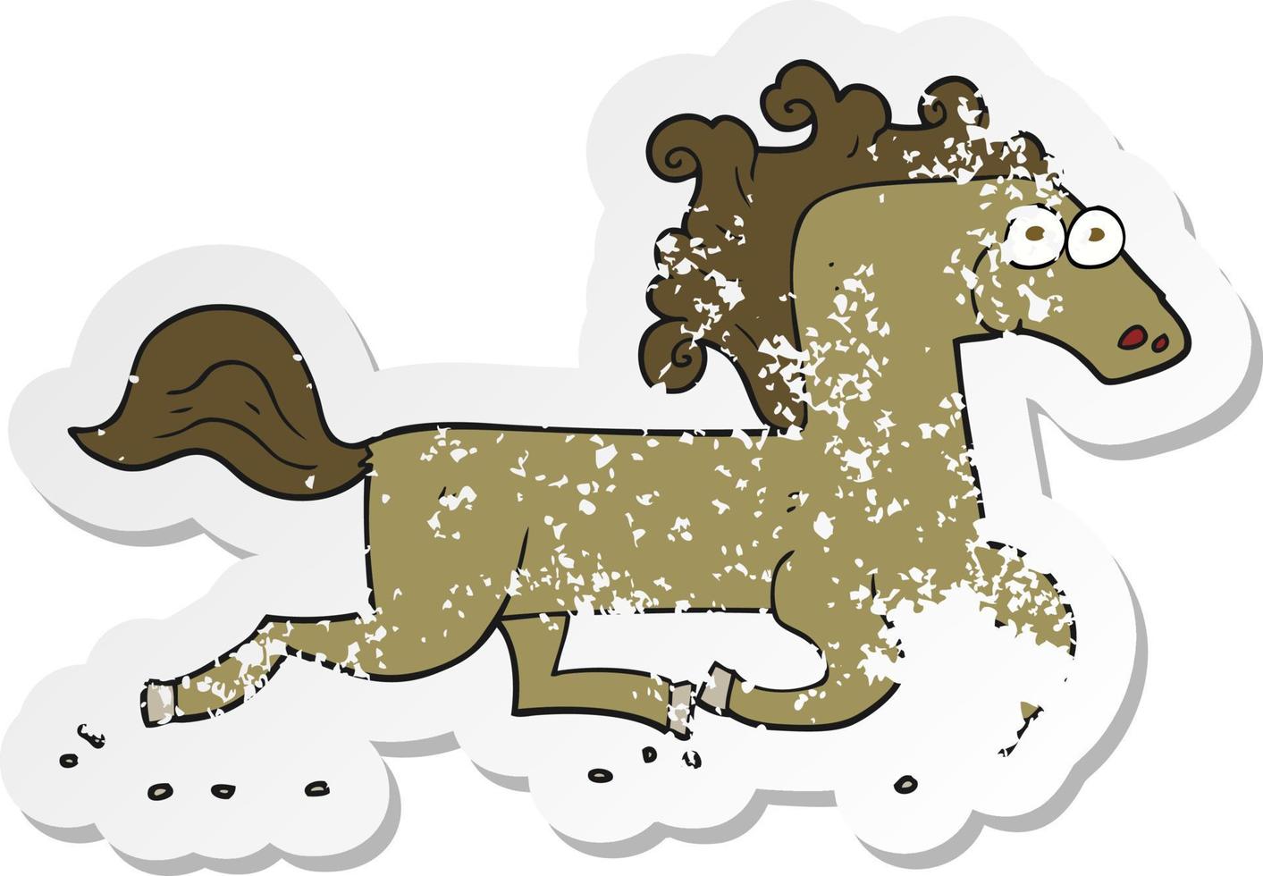 retro distressed sticker of a cartoon running horse vector