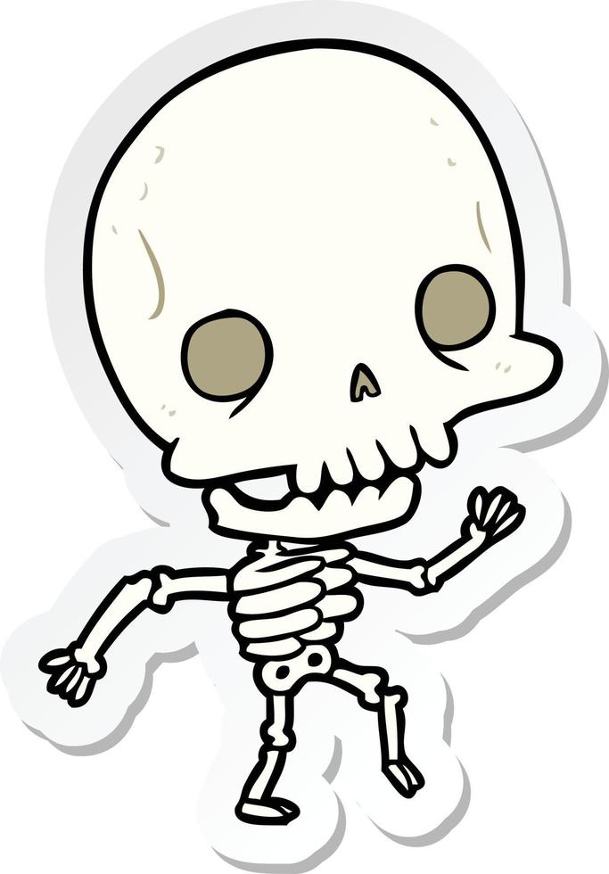 sticker of a cartoon skeleton vector