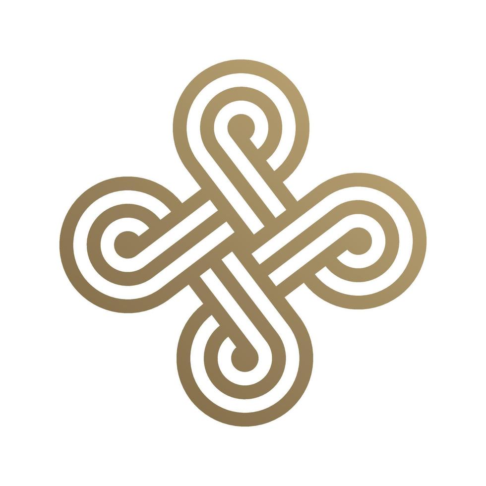 cruz celta dorada. elemento decorativo nudo sin fin. diseño de icono de línea. logotipo geométrico. ilustración vectorial vector