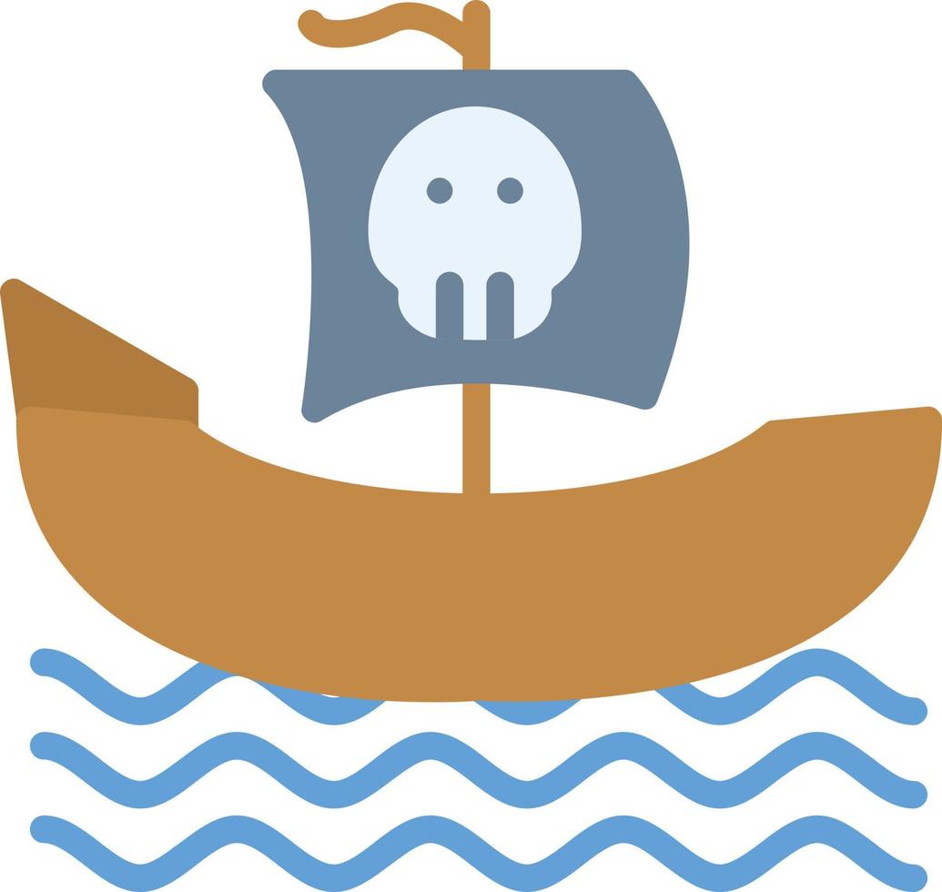 icono plano de barco pirata vector