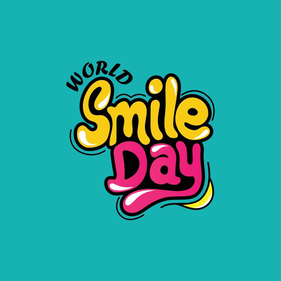 World Smile Day Vector Illustration Template Greeting Card Lettering Design