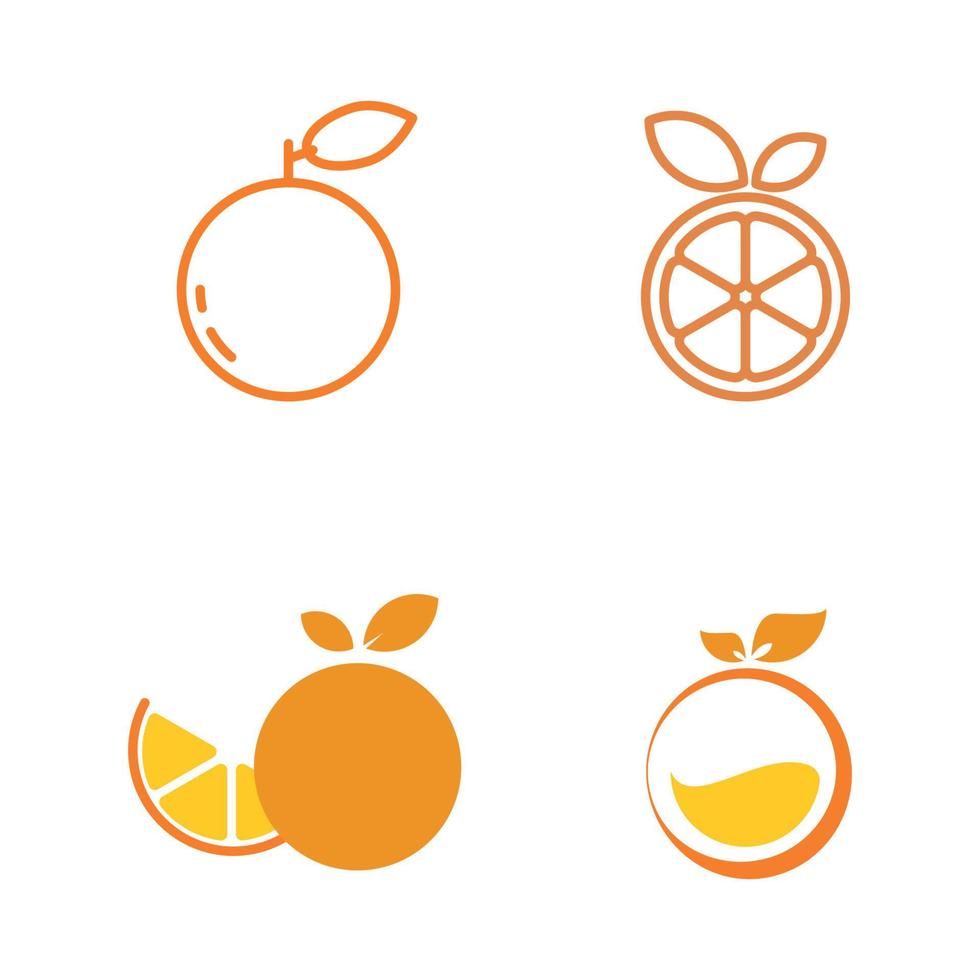 conjunto de diseño de plantilla de ilustración de vector de logotipo naranja