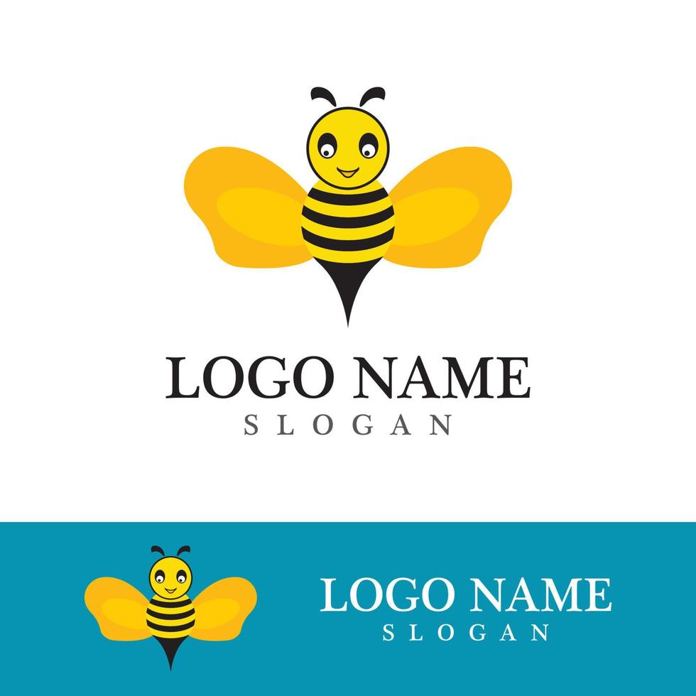 abeja logo vector icono ilustración