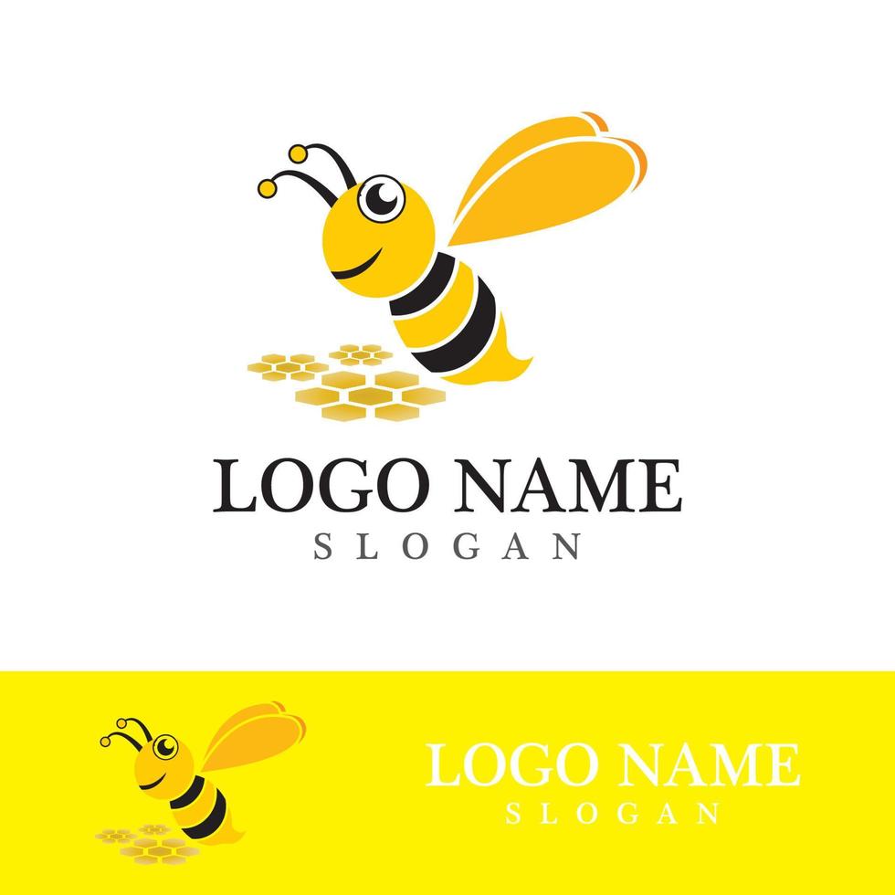 abeja logo vector icono ilustración