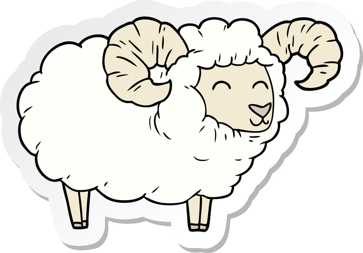 sticker of a cartoon ram vector