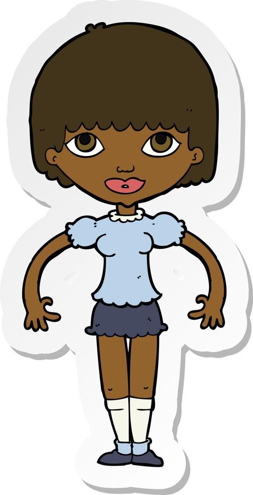 sticker of a cartoon girl vector
