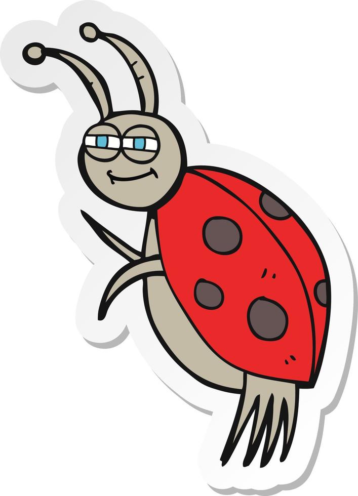 sticker of a cartoon ladybug vector