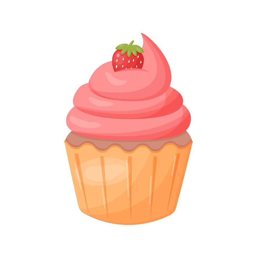 Delicious cupcake with strawberry vector