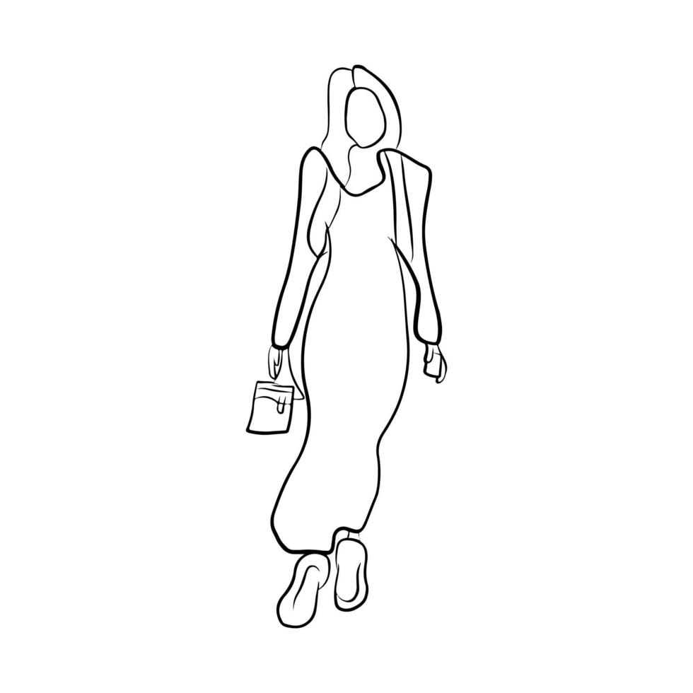 Woman pose line art style vector