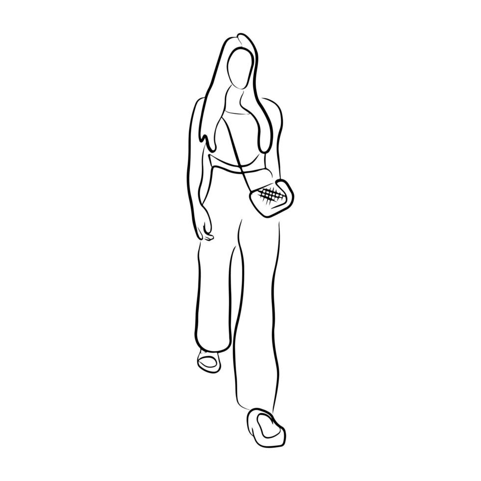 Woman pose line art style vector