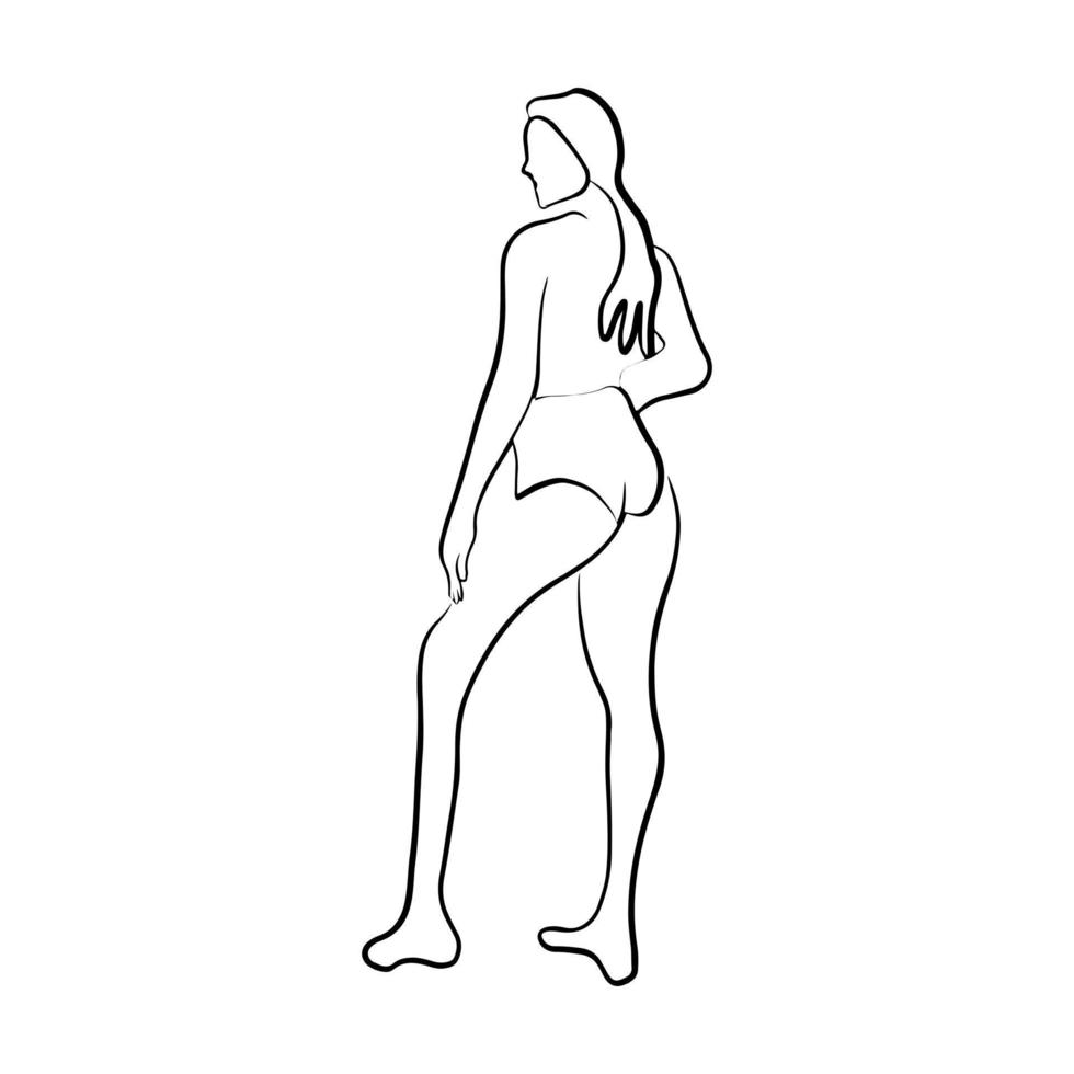 estilo de arte de línea de pose de mujer vector