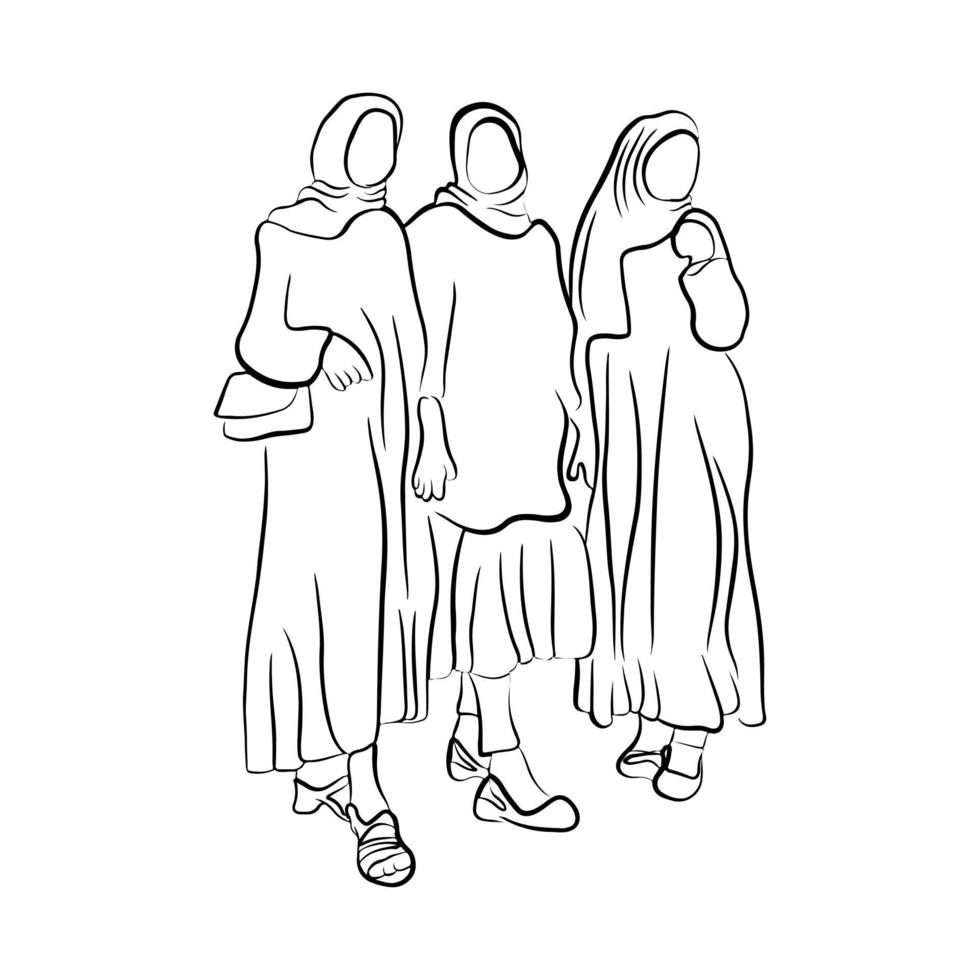 Woman pose line art style vector