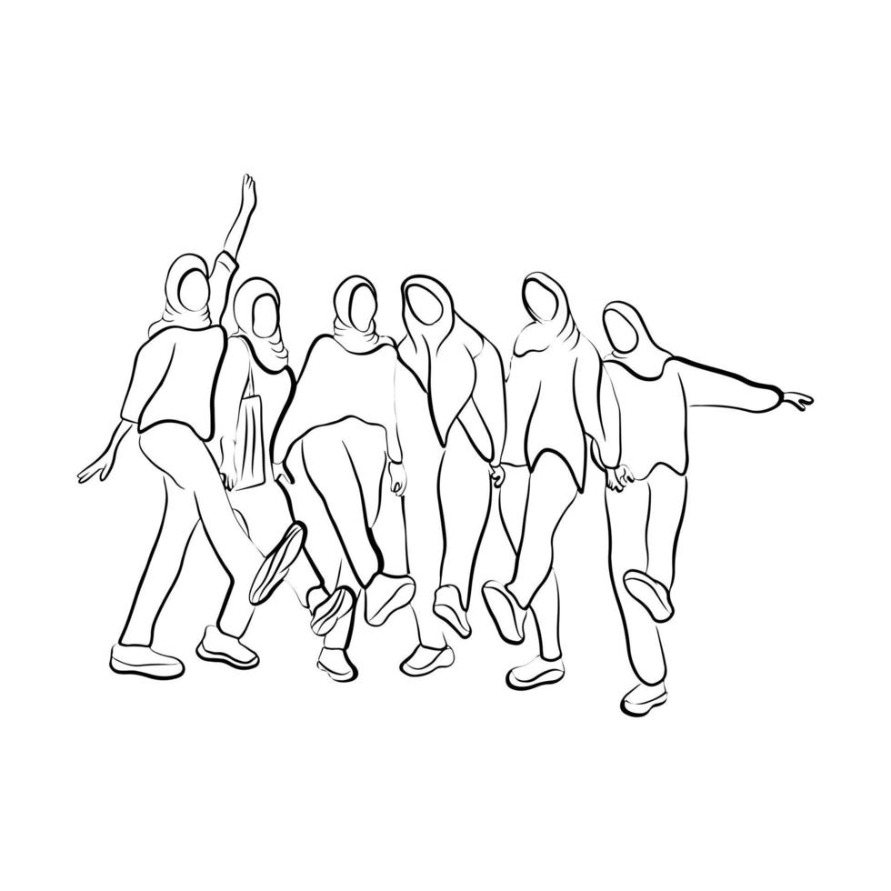 Woman pose line art style vector