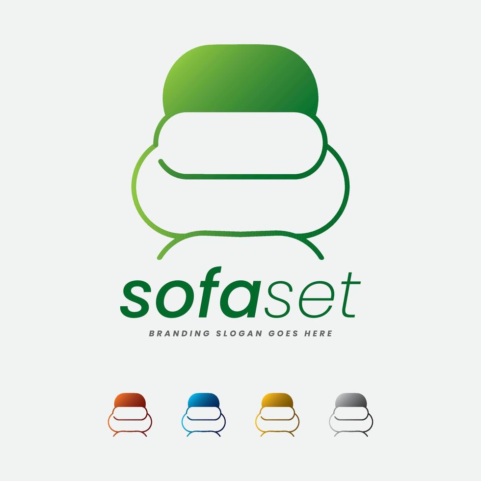 logotipo de muebles de sofá moderno vector