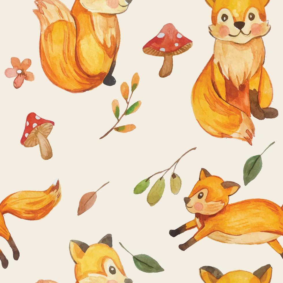 cute watercolor fall pattern vector