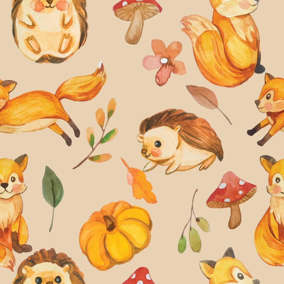 cute watercolor fall pattern vector