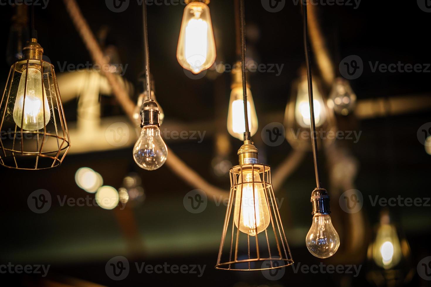 Decorative antique edison style light bulbs. photo