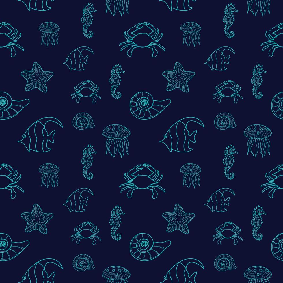 Seamless pattern of fish in ocean vector