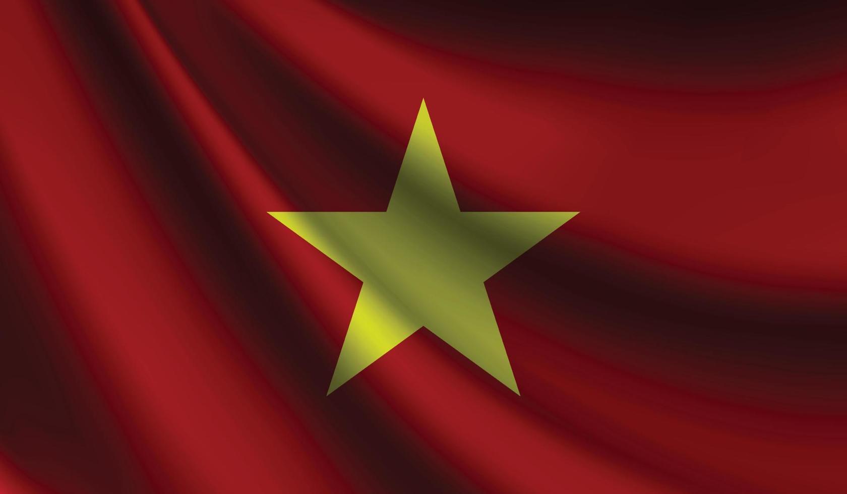 bandera de vietnam que agita el fondo para el diseño patriótico y nacional vector