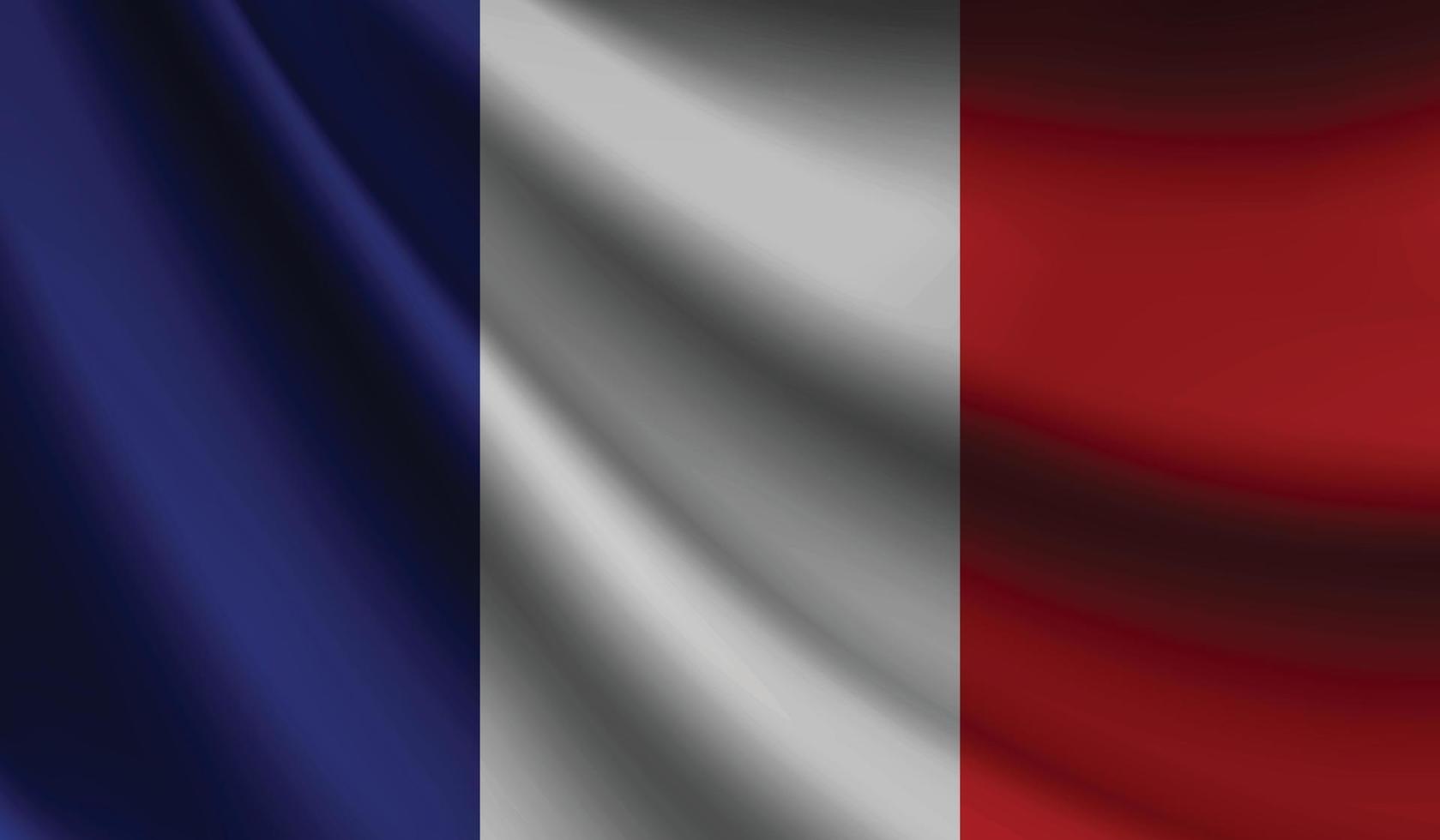 fondo de ondear la bandera de francia para el diseño patriótico y nacional vector