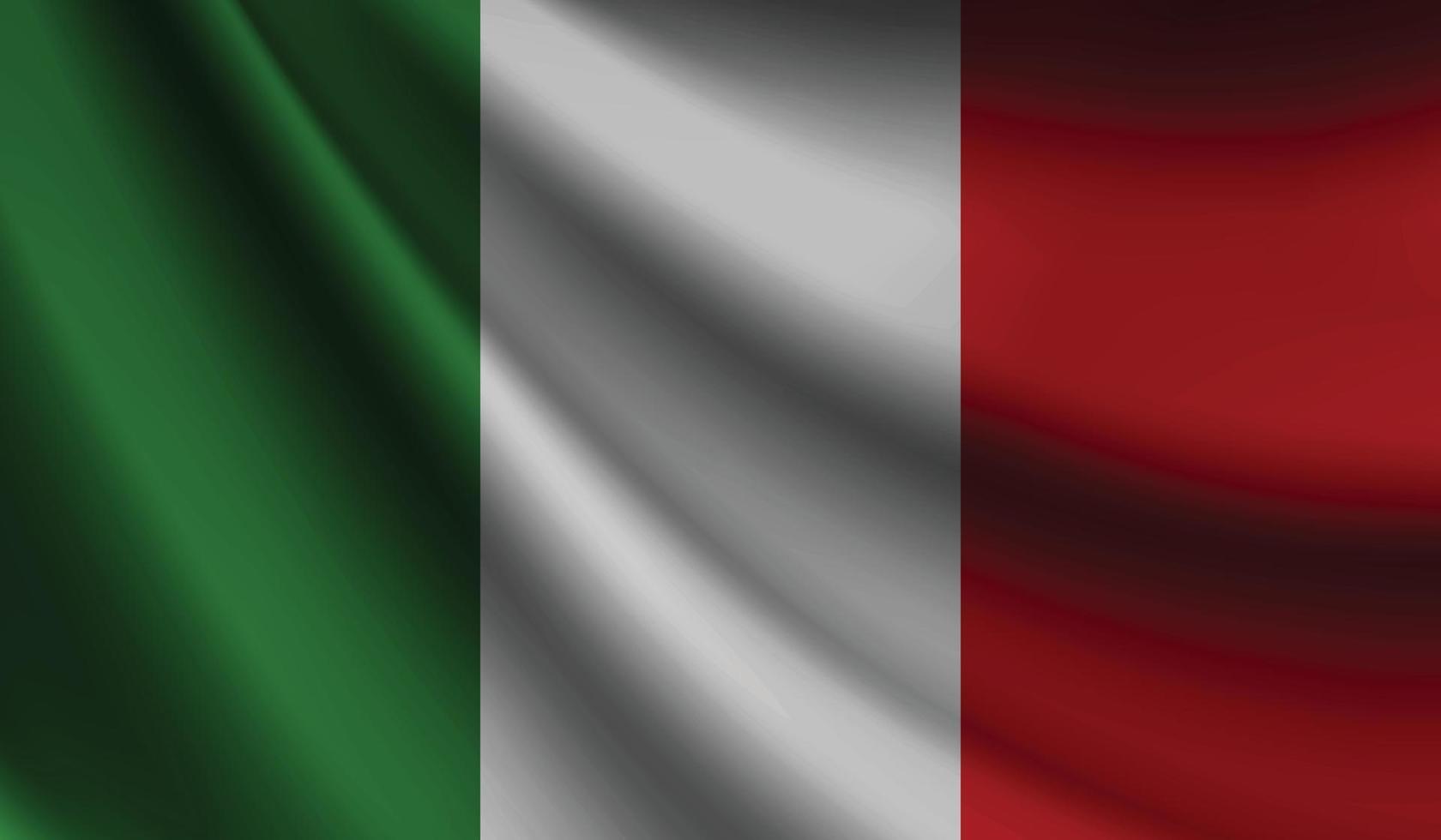 bandera de italia ondeando. antecedentes para el diseño patriótico y nacional vector
