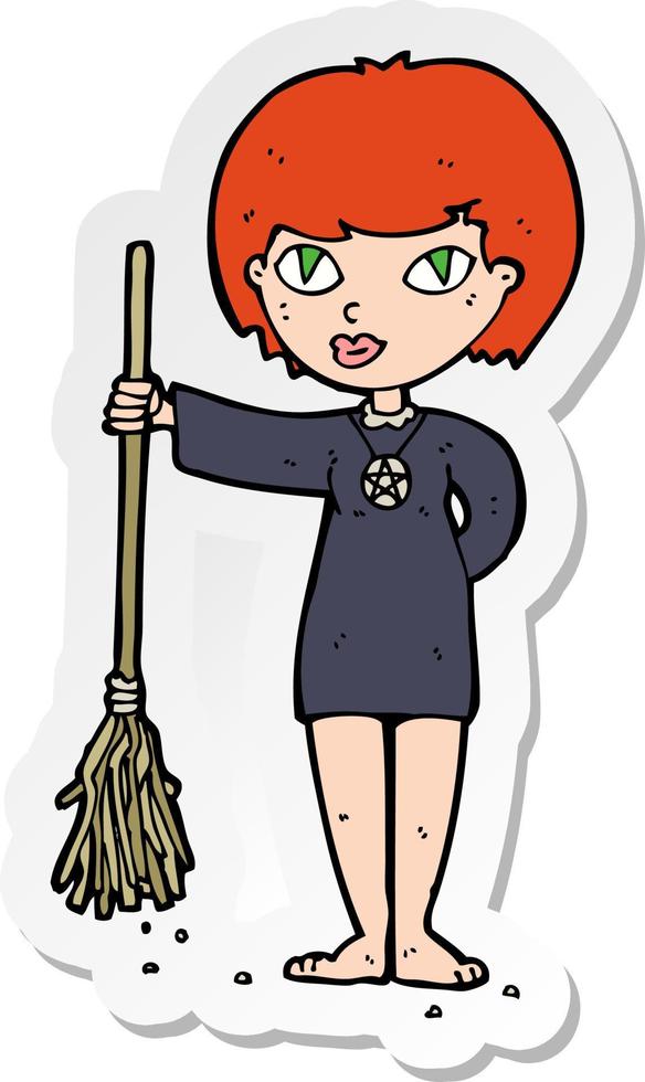 sticker of a cartoon pretty witch girl vector