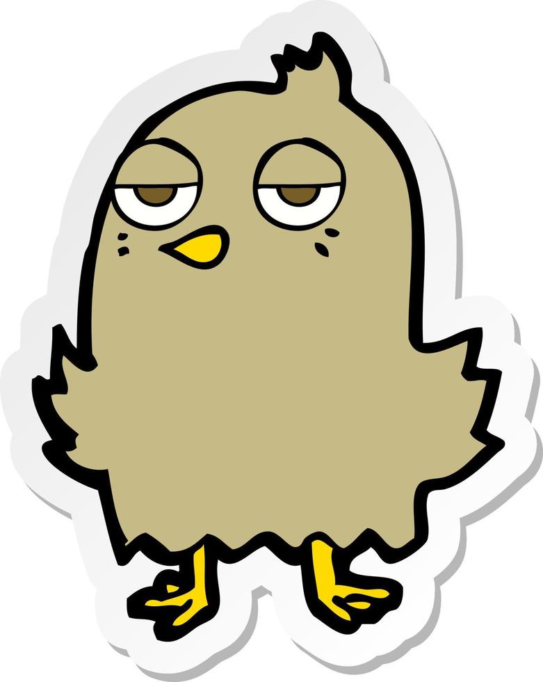 sticker of a cartoon bored bird vector