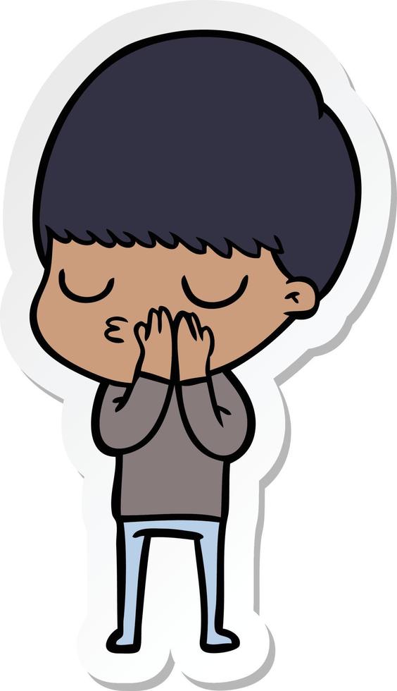 sticker of a cartoon calm boy vector