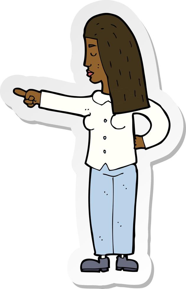 sticker of a cartoon woman pointing vector