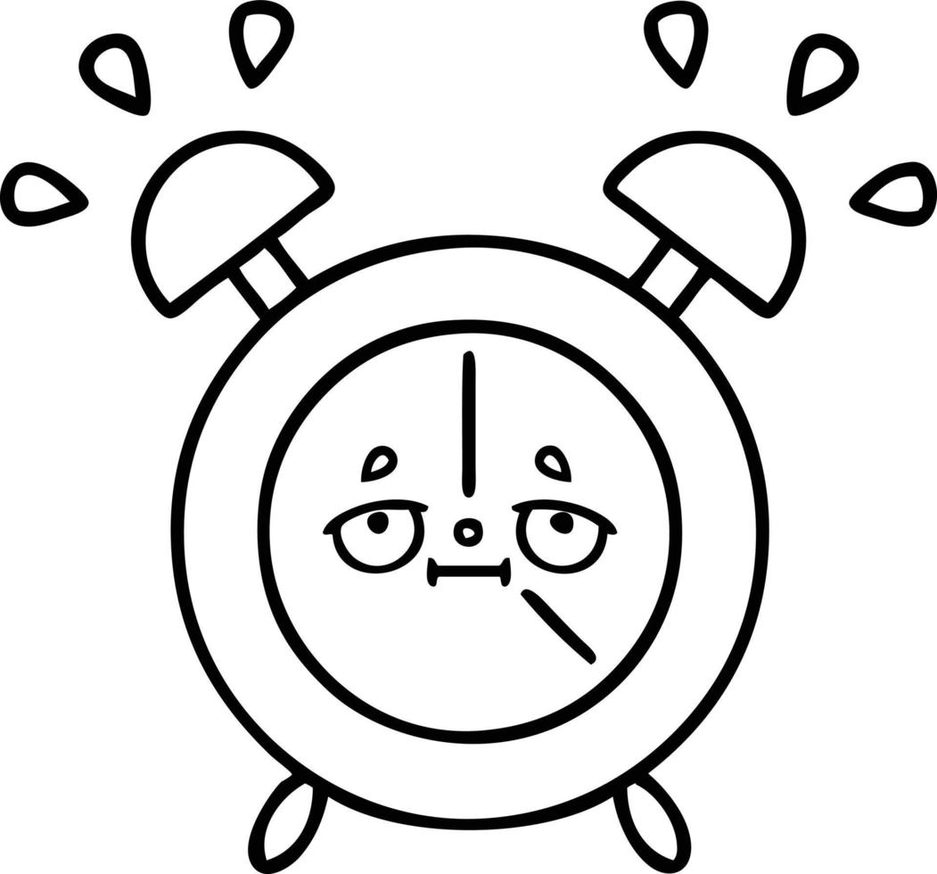 line drawing cartoon alarm clock vector