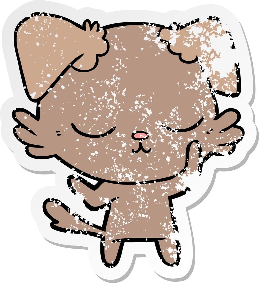 distressed sticker of a cute cartoon dog vector