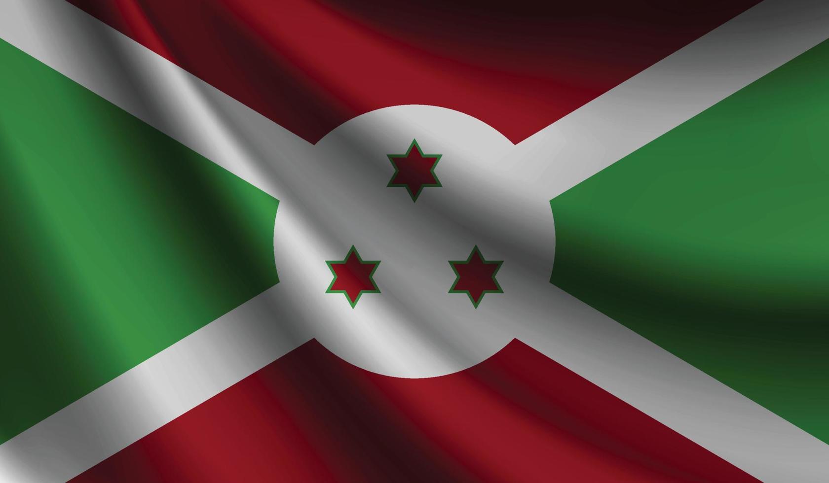 fondo de ondear la bandera de burundi para el diseño patriótico y nacional vector