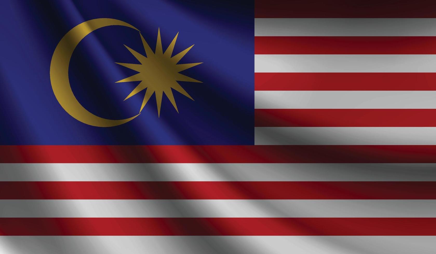 bandera de malasia ondeando. antecedentes para el diseño patriótico y nacional vector