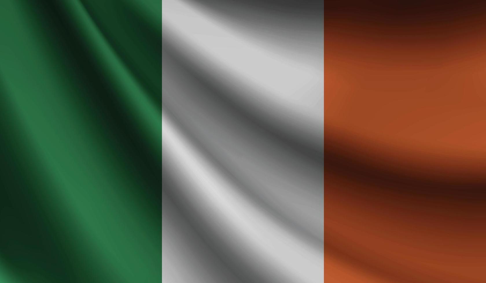 Bandera de Irlanda ondeando. antecedentes para el diseño patriótico y nacional vector