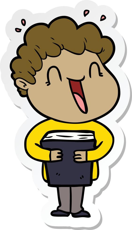 sticker of a cartoon happy man vector
