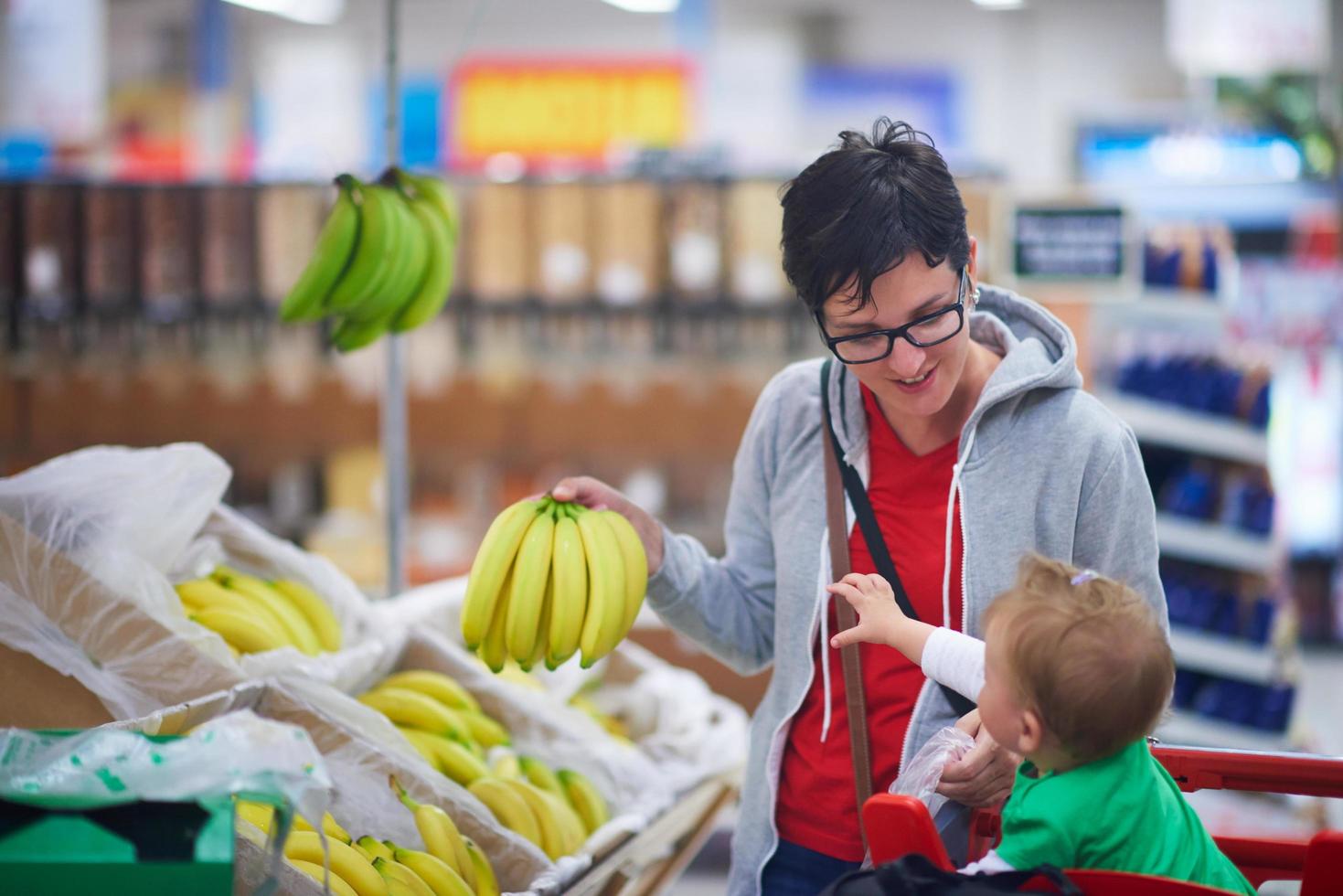 mother with baby in shopping photo