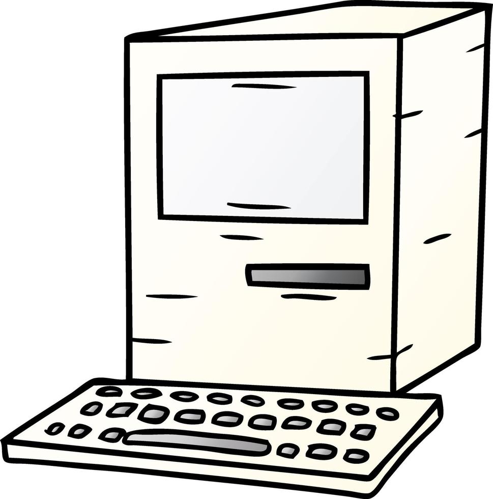 garabato de dibujos animados degradados de una computadora y un teclado vector